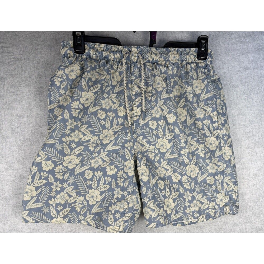 Laguna Swim Shorts Mens Medium Blue Floral Polynesian Built In Brief Drawstring